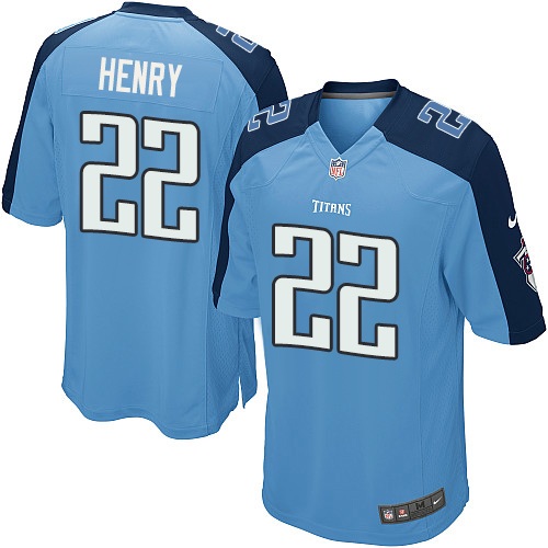 Men's Game Derrick Henry Nike Jersey Light Blue Home - #22 NFL Tennessee Titans